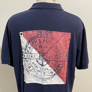 Polo Ralph Lauren Men's Blue Shirt Marine Supplier Cruiser Division Size XL